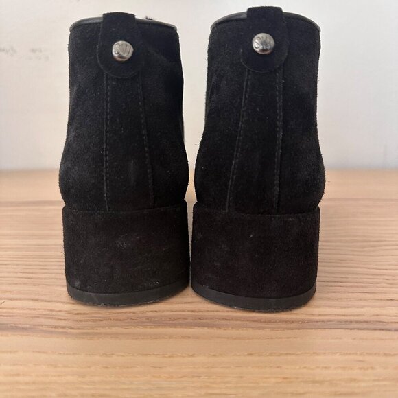 Stuart Weitzman Women's Black Suede Lace-Up Heeled Bootie, Size 6 - Picture 7 of 11